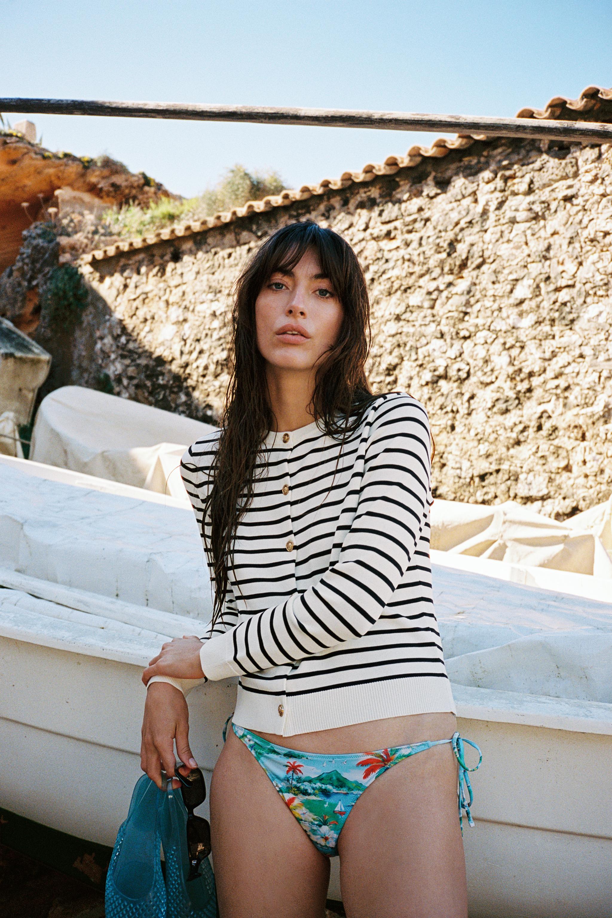 Zara STRIPED KNIT CARDIGAN - striped - Image 0